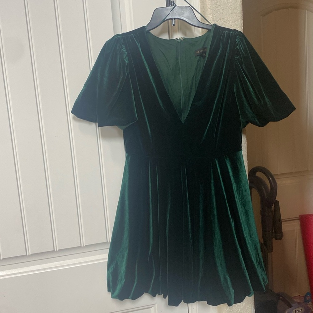 Green velvety dress